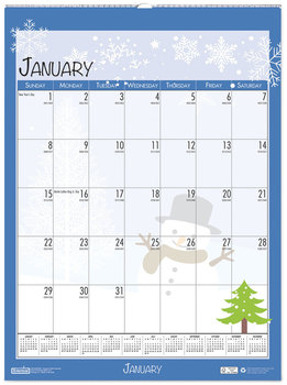 House of Doolittle™ 100% Recycled Seasonal Wall Calendar Illustrated Seasons Artwork, 12 x 16.5, 12-Month (Jan to Dec): 2025