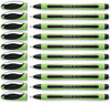 A Picture of product RED-190001 Schneider® Xpress Fineliner Pen Porous Point Stick, Medium 0.8 mm, Black Ink, Black/Green Barrel, 10/Box