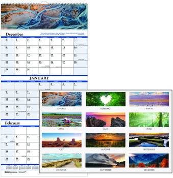 House of Doolittle™ Earthscapes™ 100% Recycled Scenic Three-Month Format Vertical Wall Calendar 3-Month Photography, 8 x 17, White Sheets, 14-Month: Dec 2024 to Jan 2026