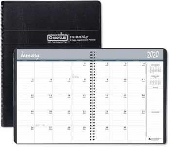 House of Doolittle™ 100% Recycled Two Year Monthly Planner with Expense Logs 8.75 x 6.88, Black Cover, 24-Month: Jan 2025 to Dec 2026