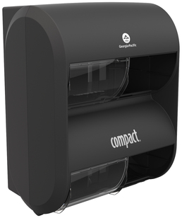 COMPACT® 4-ROLL QUAD PLUS CORELESS HIGH-CAPACITY TOILET PAPER DISPENSER, BLACK, 1 DISPENSER