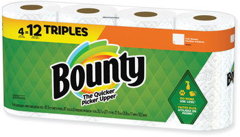 Bounty® Kitchen Roll Paper Towels 2-Ply, White, 10.5 x 11, 87 Sheets/Roll, 4 Triple Rolls/Pack, 6 Packs/Carton