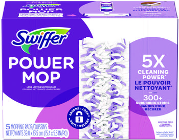 Swiffer® PowerMop Mopping Pads 5.3 x 15.4, White/Purple, 5 Pads/Box