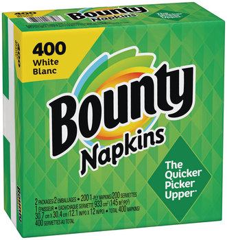 Bounty® Quilted Napkins® 2-Ply, 12.1 x 12, White, 400/Pack, 4 Packs/Carton