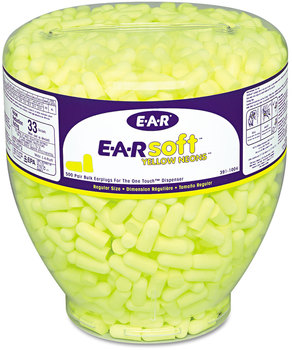 3M™ E·A·Rsoft™ Yellow Neon™ Earplug Refill for One Touch™ Dispensers E-A-Rsoft Tapered Cordless, 500/Box