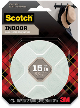 Scotch® Permanent High-Density Foam Mounting Tape Holds Up to 15 lbs, 1 x 125, White