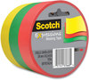 A Picture of product MMM-34373P Scotch® Expressions Masking Tape 3" Core, 0.94" x 20 yds, Red, Green, Yellow, 3 Rolls/Pack