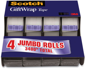 Scotch® Gift Wrap Tape with Dispenser 1" Core, 0.75" x 23.61 yds, Transparent, 4/Pack