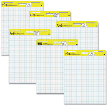 Post-it® Easel Pads Super Sticky Self-Stick Vertical-Orientation Quadrille Rule (1 sq/in), 25 x 30, White, Sheets, 6/Pack