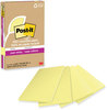 A Picture of product MMM-4621R4SSCY Post-it® Notes Super Sticky 100% Recycled Paper Ruled, 4" x 6", Canary Yellow, 45 Sheets/Pad, 4 Pads/Pack