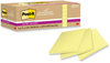 A Picture of product MMM-654R12SSCY Post-it® Notes Super Sticky 100% Recycled Paper 3" x Canary Yelow, 70 Sheets/Pad, 12 Pads/Pack