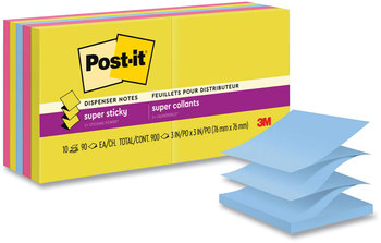 Post-it® Pop-up Notes Super Sticky Summer Joy Collection Colors 3" x Assorted 90 Sheets/Pad, 10 Pads/Pack