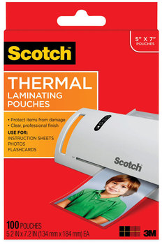 Scotch™ Laminating Pouches 5 mil, 5" x 7", Clear, 100/Pack