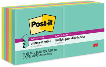 Post-it® Dispenser Notes Super Sticky Pop-up 3 x Note Refill 3" Supernova Neons Collection Colors, 90 Sheets/Pad, 10 Pads/Pack