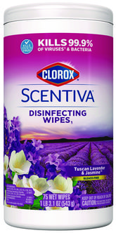 Clorox® Scentiva™ Bleach Free Cleaning Wipes 7.75 x 7, Tuscan Lavender and Jasmine, 75/Canister