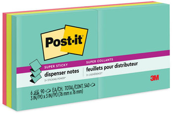 Post-it® Dispenser Notes Super Sticky Pop-up 3 x Note Refill 3" Supernova Neons Collection Colors, 90 Sheets/Pad, 6 Pads/Pack