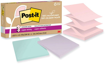 Post-it® Notes Super Sticky 100% Recycled Paper 3" x Wanderlust Pastels, 70 Sheets/Pad, 6 Pads/Pack