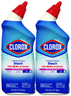 Clorox® Disinfecting Toilet Bowl Cleaner with Bleach Rain Clean Scent, 24 oz Bottle, 2/Pack