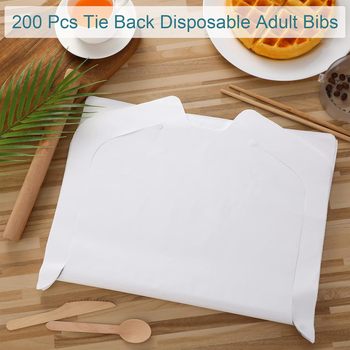 Disposable Waterproof Plastic Tie Back Adult Bibs. 23.62 X 15.75 in. White. 200/box.