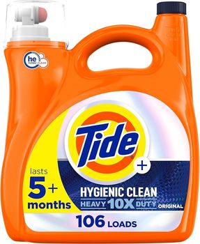 Tide Hygienic Clean Heavy 10x Duty HE Compatible Liquid Laundry Detergent. 149 fl oz. Original scent. 106 loads.