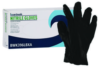 Boardwalk® Disposable General-Purpose Industrial Powder-Free Nitrile Gloves. Large. 4.4 mil. 9.5 in. Black. 1,000/carton.