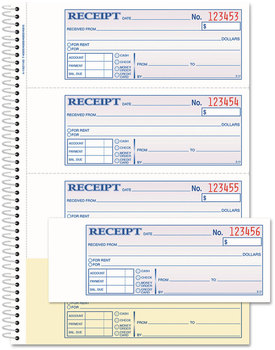 Adams® TOPS™ Money/Rent Receipt Book Two-Part Carbon, 7 x 2.75, 4 Forms/Sheet, 200 Forms Total