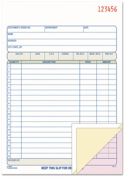 Adams® TOPS™ Sales/Order Book Three-Part Carbonless, 7.95 x 5.56, 50 Forms Total