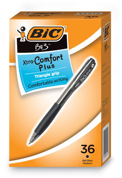 BIC® BU3™ Retractable Ballpoint Pen Medium 1 mm, Black Ink, Smoke/Black Barrel, 36/Pack