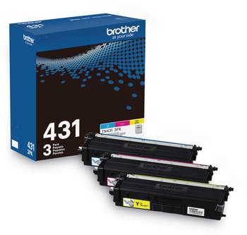 Brother TN431BK, TN431C, TN431M, TN431Y Toner Cartridge TN4313PK 1,800 Page-Yield, Cyan/Magenta/Yellow