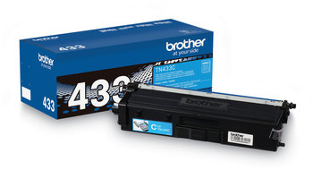 Brother TN433BK, TN433C,TN433M, TN433Y Toner TN433C High-Yield 4,000 Page-Yield, Cyan