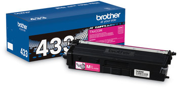 Brother TN433BK, TN433C,TN433M, TN433Y Toner TN433M High-Yield 4,000 Page-Yield, Magenta