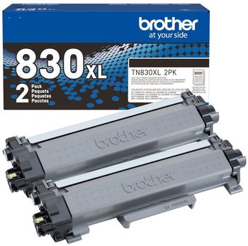 Brother TN830XL High Yield Black Toner High-Yield 3,000 Page-Yield, 2/Pack