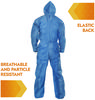 A Picture of product KCC-58515 KleenGuard™ A20 Breathable Particle Protection Coveralls Zip Front, Hood, Elastic Back, Wrists, Ankles, 2X-Large, Blue, 24/Carton