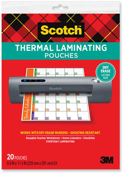 Scotch™ Laminating Pouches 3 mil, 8.9 x 11.4, Clear, 20/Pack