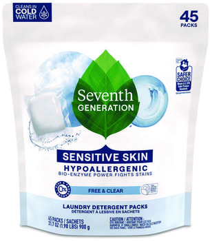 Seventh Generation® Natural Laundry Detergent Packs Powder, Unscented, 45 Packets/Pack