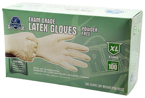 Empress Exam Grade Powder Free Latex Gloves. Size Extra Large. 100 gloves/box, 10 boxes/case.