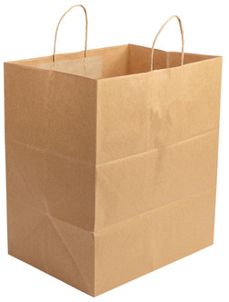 Twisted Handle Kraft Paper Take Out Bag, 14" x 10" x 15.75", 200/Case