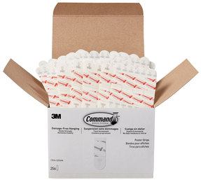 Command™ Poster Strips Removable, Holds Up to 1 lb per Pair, 1.63 x 2.75, White, 256/Pack