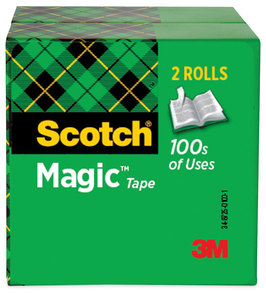 Scotch® Magic™ Tape Refill 3" Core, 0.5" x 72 yds, Clear, 2/Pack