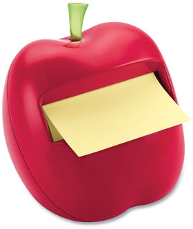 Post-it® Pop-up Notes Apple-Shaped Dispenser For 3 x Pads, Red, Includes 50-Sheet Canary Yellow Pop-Up Pad