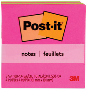 Post-it® Notes Original Pads in Poptimistic Colors Collection 4" x 100 Sheets/Pad, 5 Pads/Pack