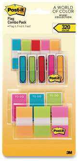 Post-it® Standard and Arrow Flag Combo Pack 0.47" 0.94", Assorted Colors, 320/Pack