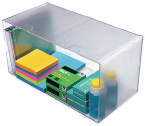 deflecto® Stackable Cube Organizer Double Plastic, 12 x 6 Clear