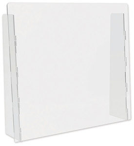 deflecto® Counter Top Barrier with Full Shield, 27" x 6" 23.75", Acrylic, Clear, 2/Carton