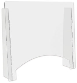 deflecto® Counter Top Barrier with Pass Thru, 27" x 6" 23.75", Acrylic, Clear, 2/Carton