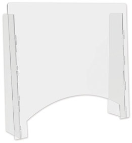 deflecto® Counter Top Barrier with Pass Thru, 27" x 6" 23.75", Polycarbonate, Clear, 2/Carton