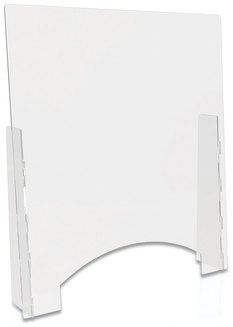 deflecto® Counter Top Barrier with Pass Thru, 31.75" x 6" 36", Polycarbonate, Clear, 2/Carton