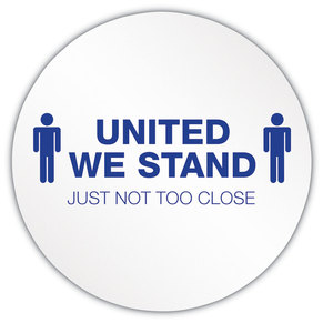 deflecto® Personal Spacing Discs United We Stand, 20" dia, White/Blue, 50/Carton