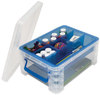 A Picture of product AVT-37371 Advantus Super Stacker® Divided Storage Box 6 Sections, 10.38" x 14.25" 6.5", Clear/Blue