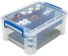 A Picture of product AVT-37371 Advantus Super Stacker® Divided Storage Box 6 Sections, 10.38" x 14.25" 6.5", Clear/Blue